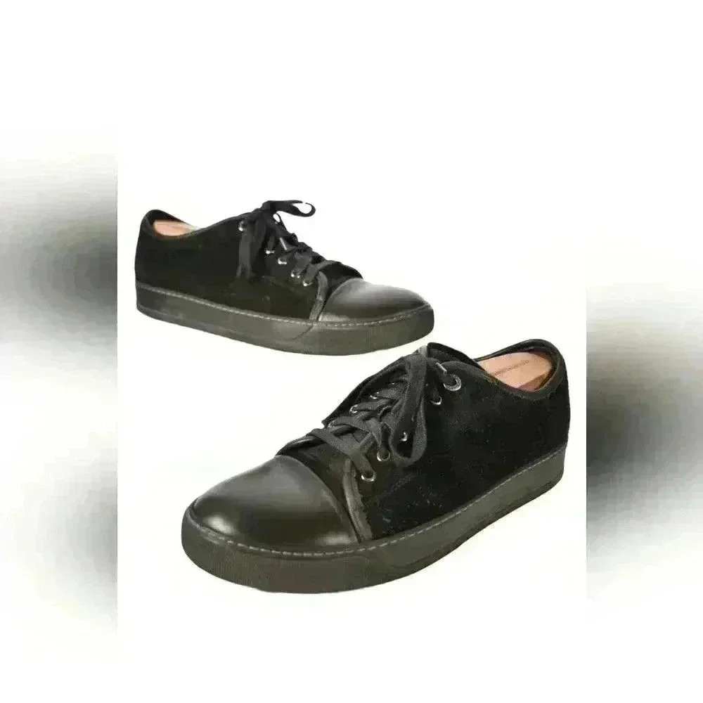 LANVIN Black Suede Calfskin  DBB1 Captoe Sneaker 9US Italy